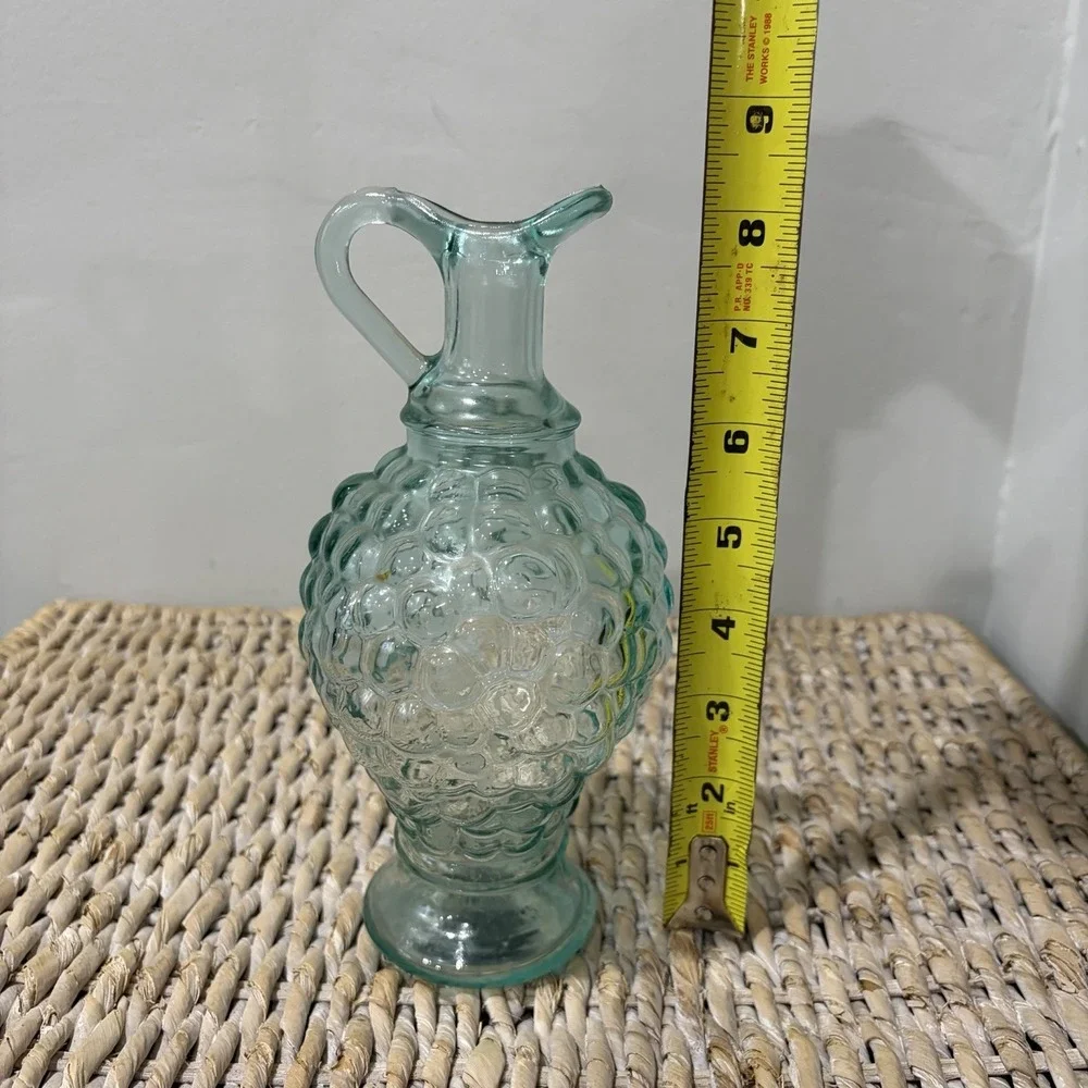 Vintage Vetreria Etrusca Grape Cluster Decanter Green & Blue Glass Italy 8
